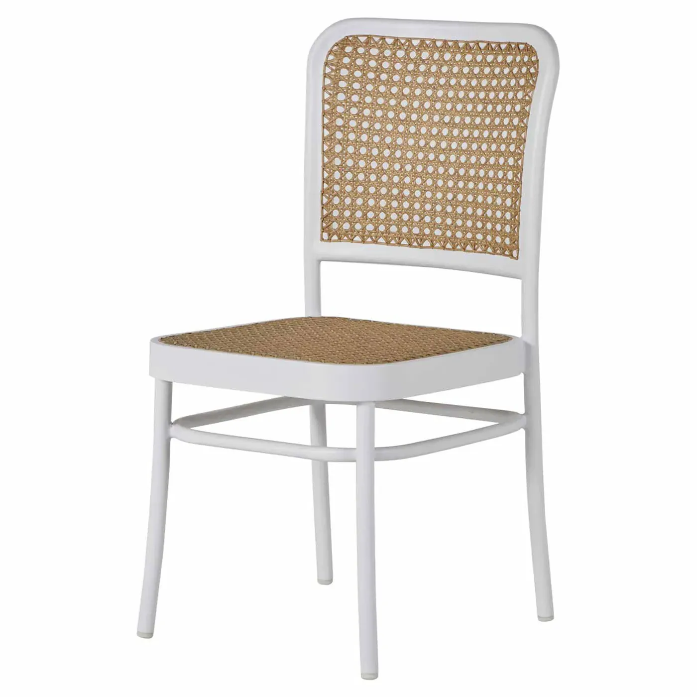 Bordeaux Cane Wicker Outdoor Side Chair - White, Aluminum image