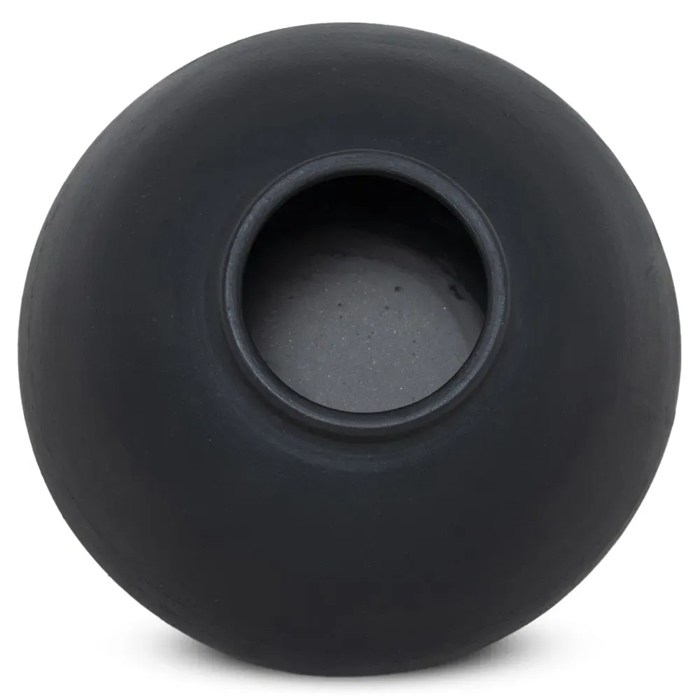 Bosa Terracotta Vessel with Collar - Aged Black