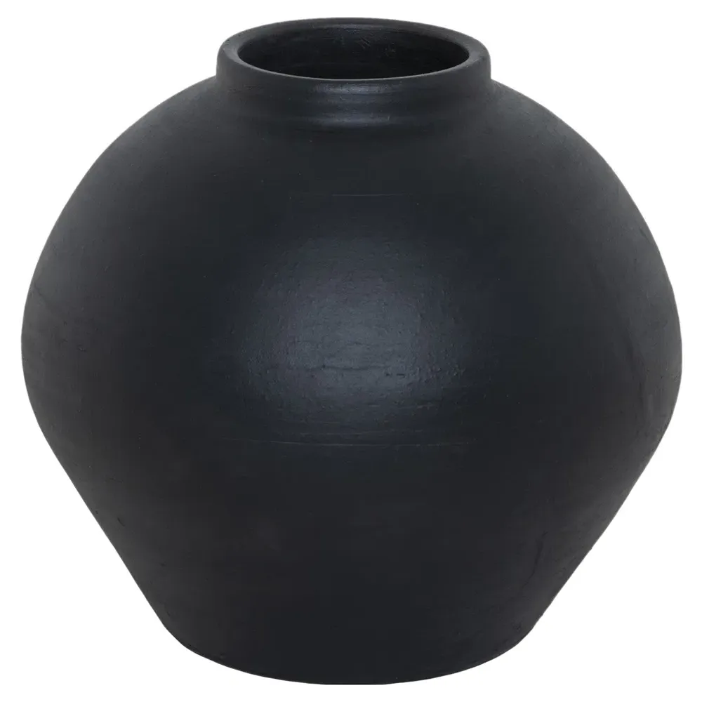 Bosa Terracotta Vessel with Collar - Aged Black