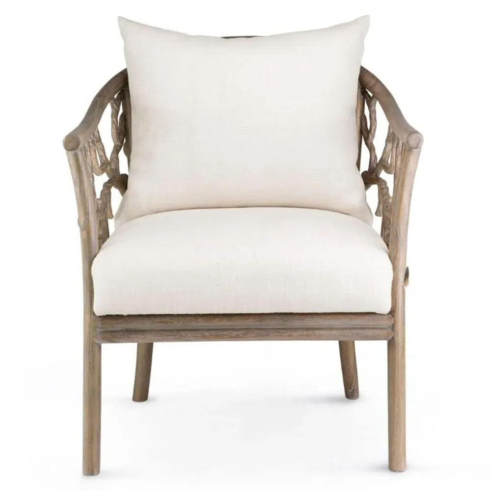 Bosco Coastal Beach Arm Chair - White, Mahogany