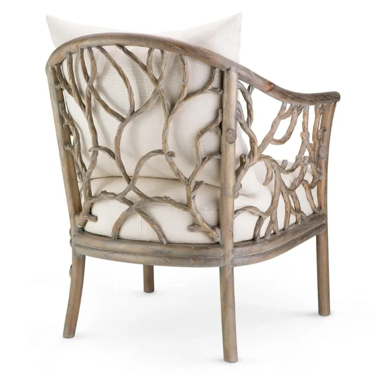 Bosco Coastal Beach Arm Chair - White, Mahogany