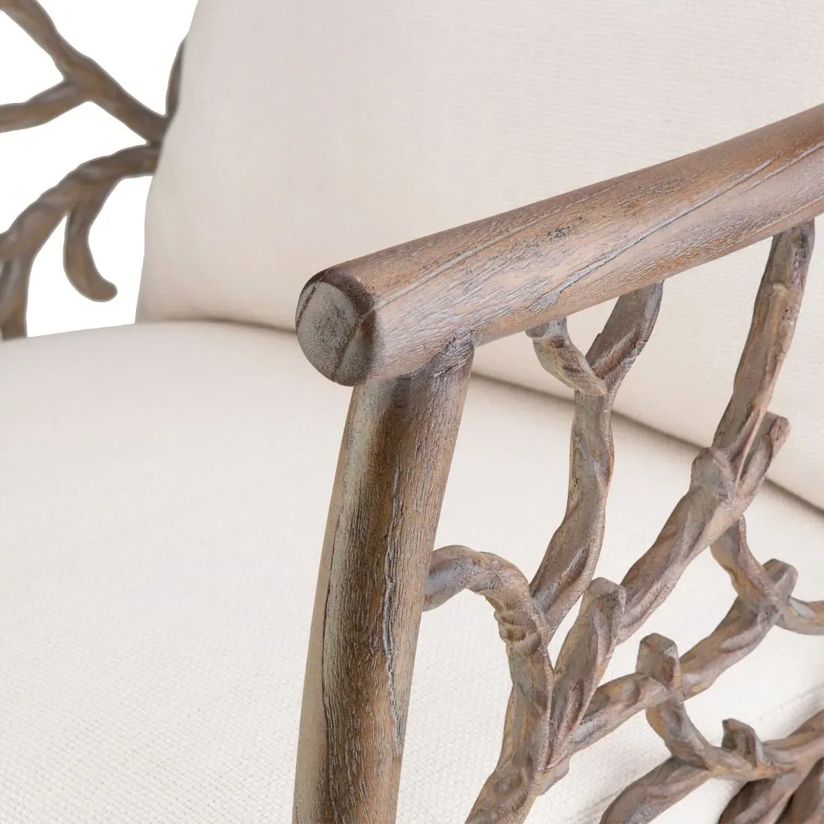 Bosco Coastal Beach Arm Chair - White, Mahogany