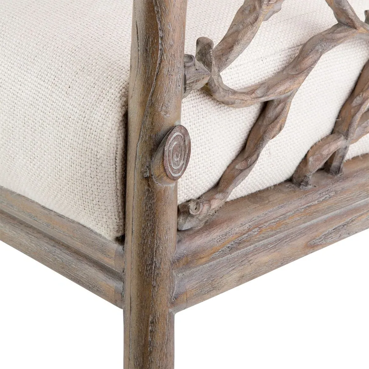 Bosco Coastal Beach Arm Chair - White, Mahogany