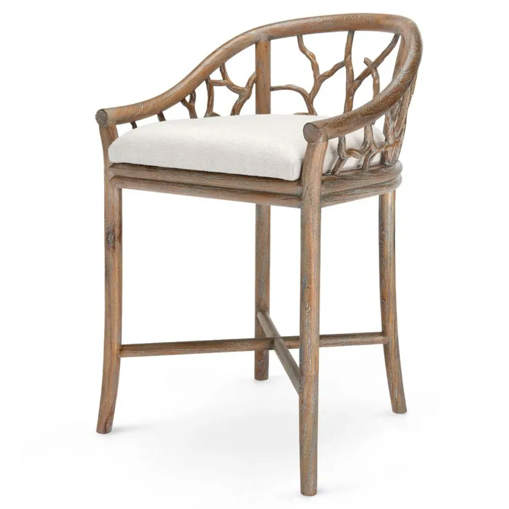 Bosco Counter Stool - White, Mahogany