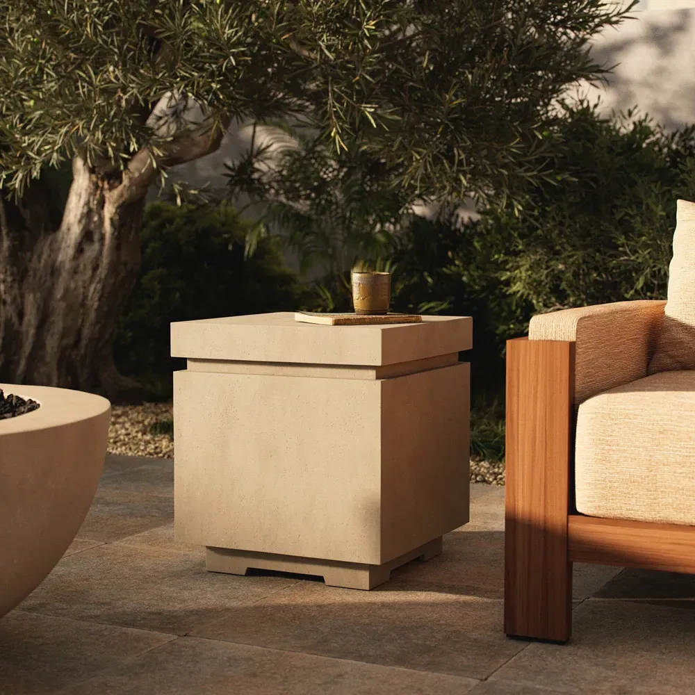 Bosco Square Propane Enclosure Side Table - Natural, Concrete