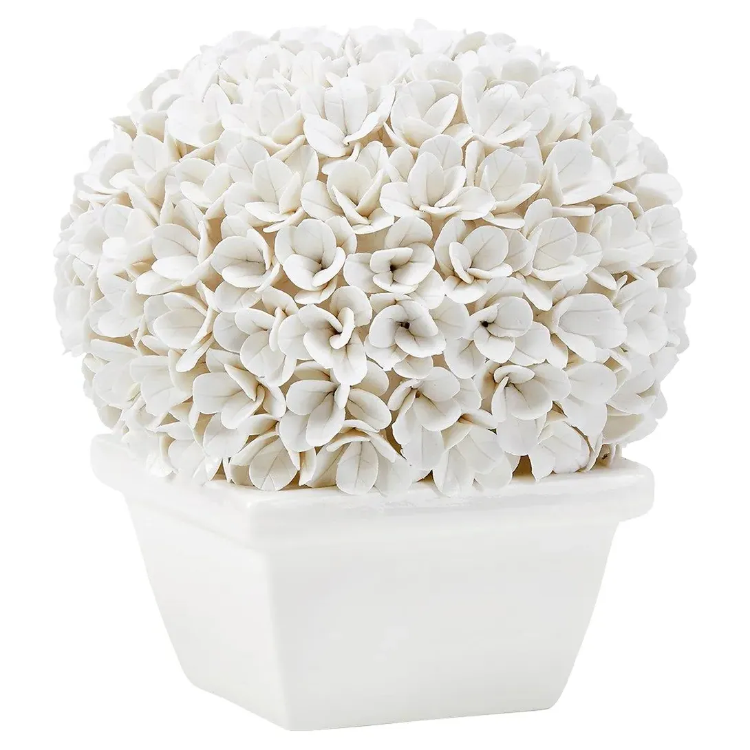 Boston Blanc De Chine Boxwood Topiary - White, Porcelain