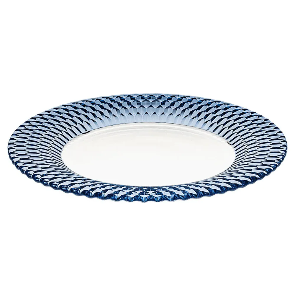 Boston Buffet Plate Set of 2 - Blue, Crystal Glass