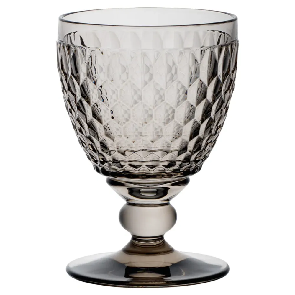 Boston Crystal Glass Goblet Set of 4 - Smoke
