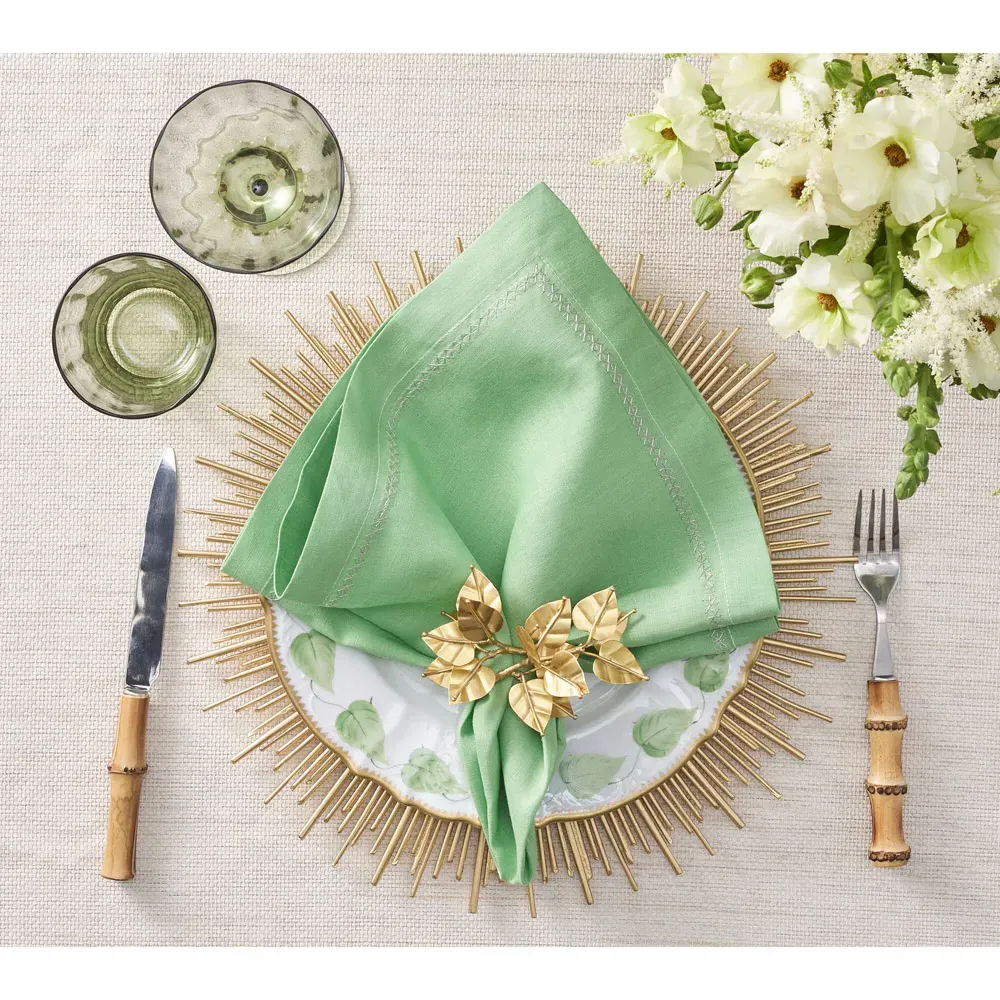 Bougainvillea Napkin Ring Set of 4 - Gold, Brass