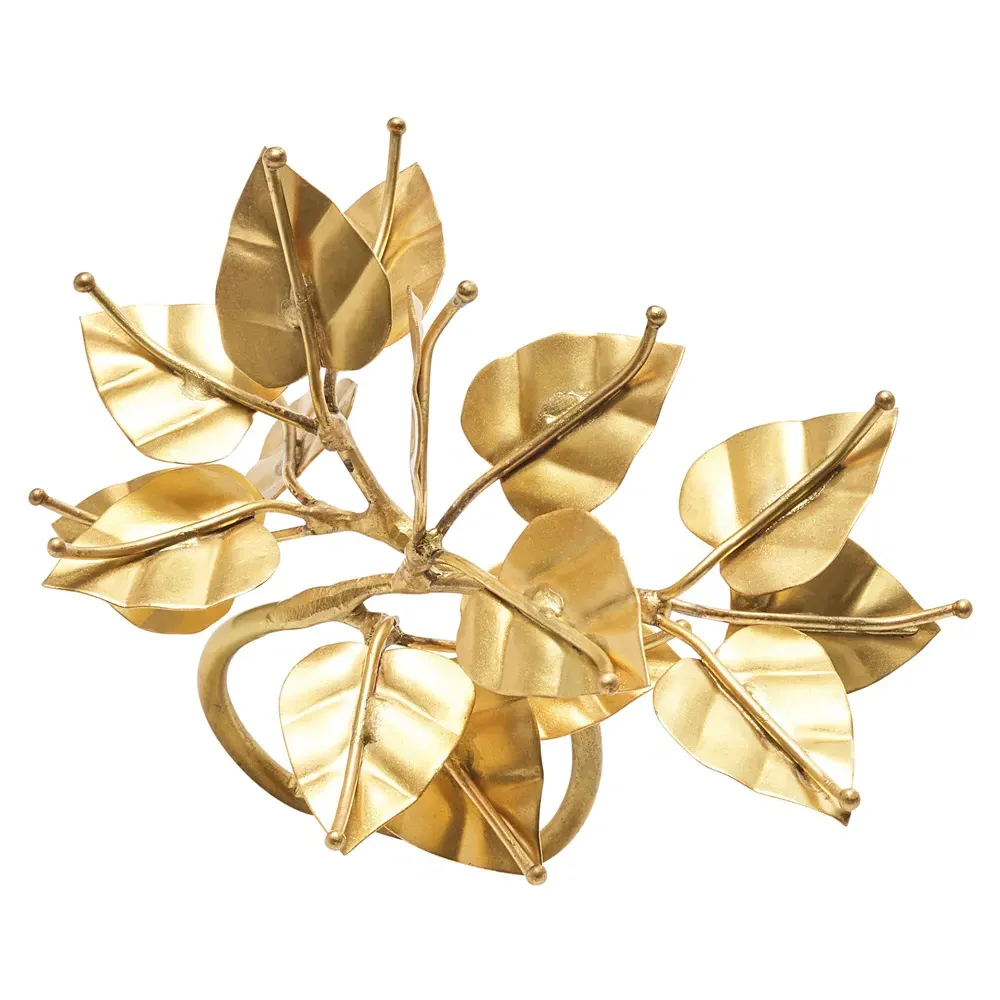 Bougainvillea Napkin Ring Set of 4 - Gold, Brass image