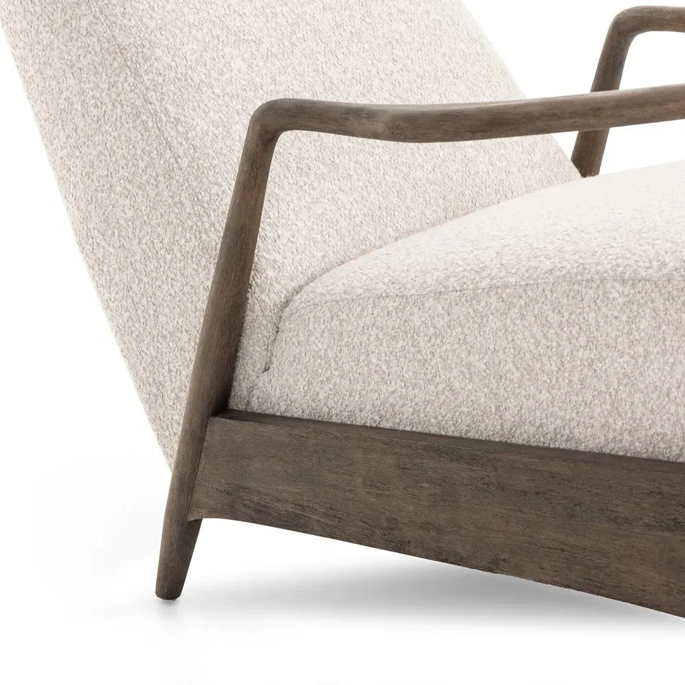 Braden Reclining Arm Chair - Fog, Boucle