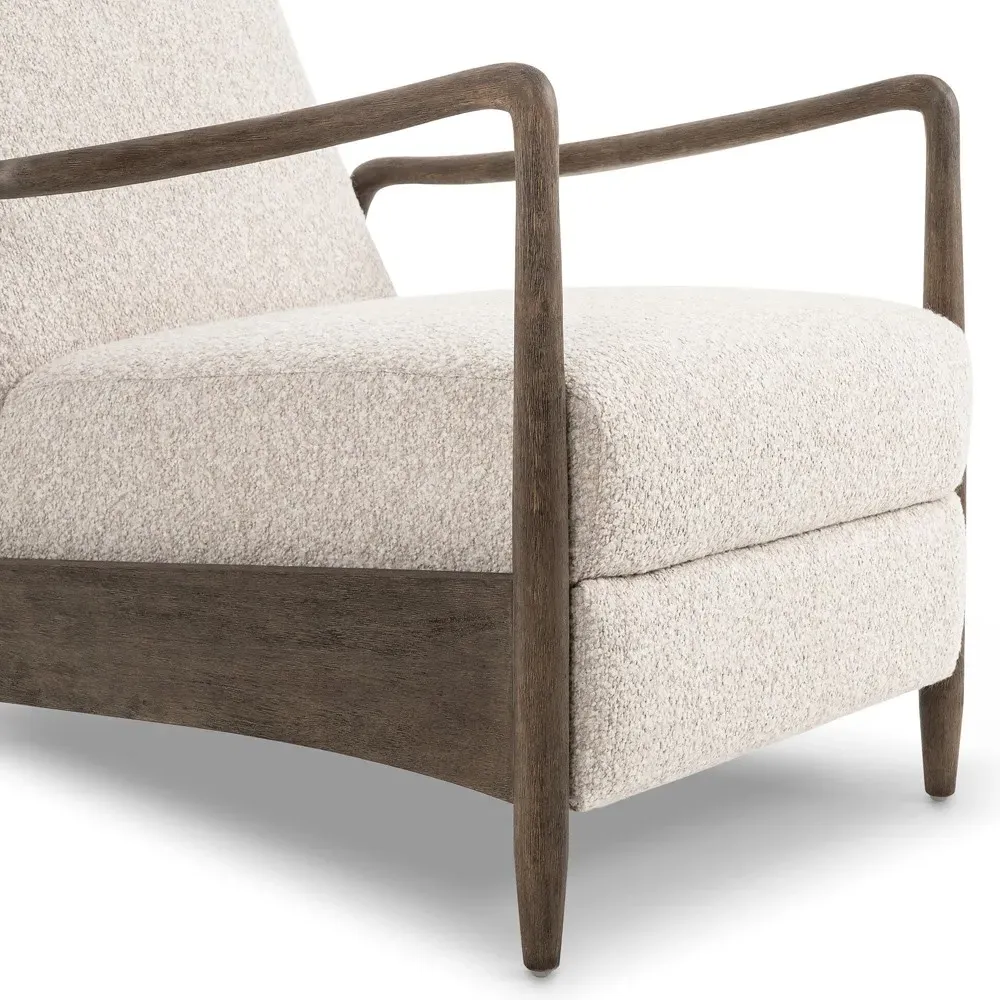 Braden Reclining Arm Chair - Fog, Boucle