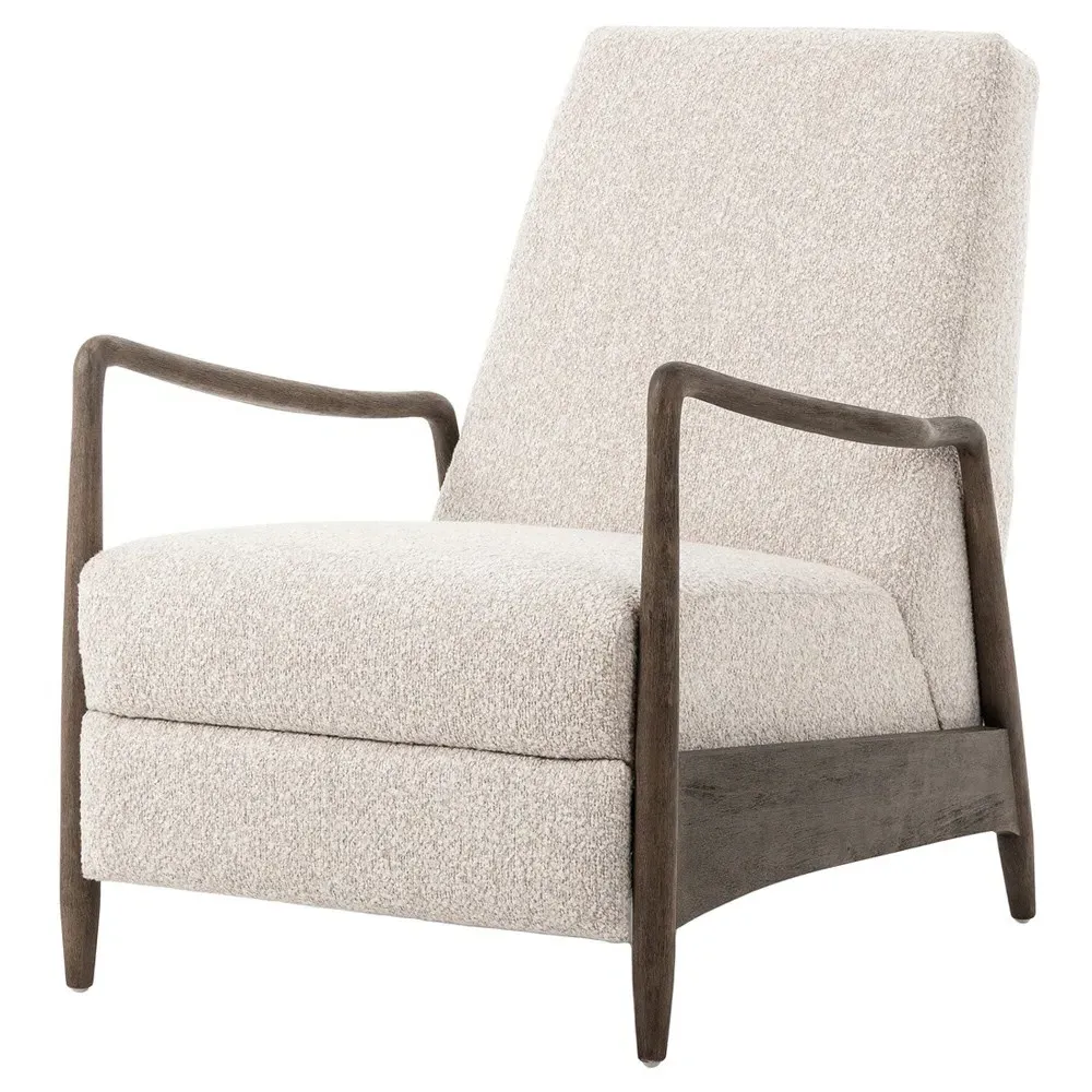 Braden Reclining Arm Chair - Fog, Boucle