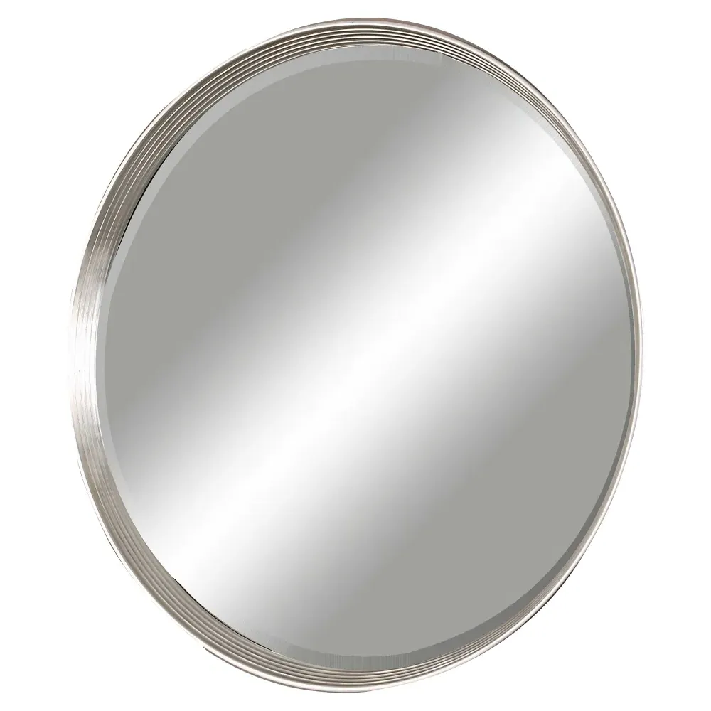 Braden Round Ridge Wall Mirror - Silver