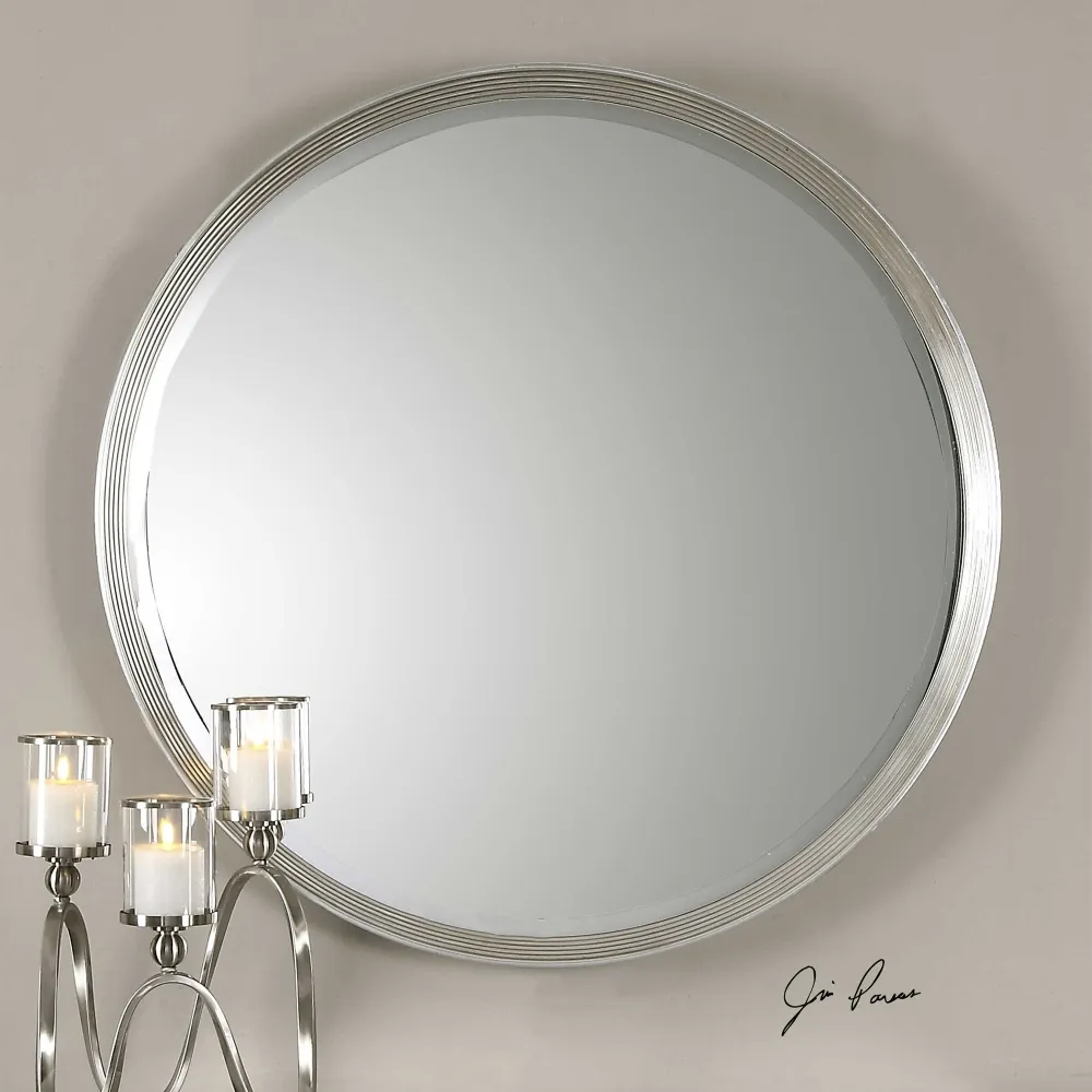 Braden Round Ridge Wall Mirror - Silver