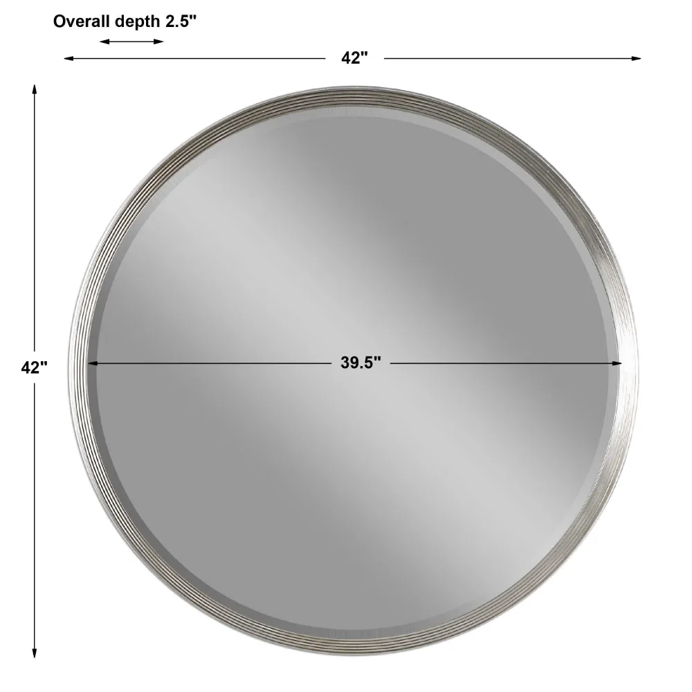 Braden Round Ridge Wall Mirror - Silver