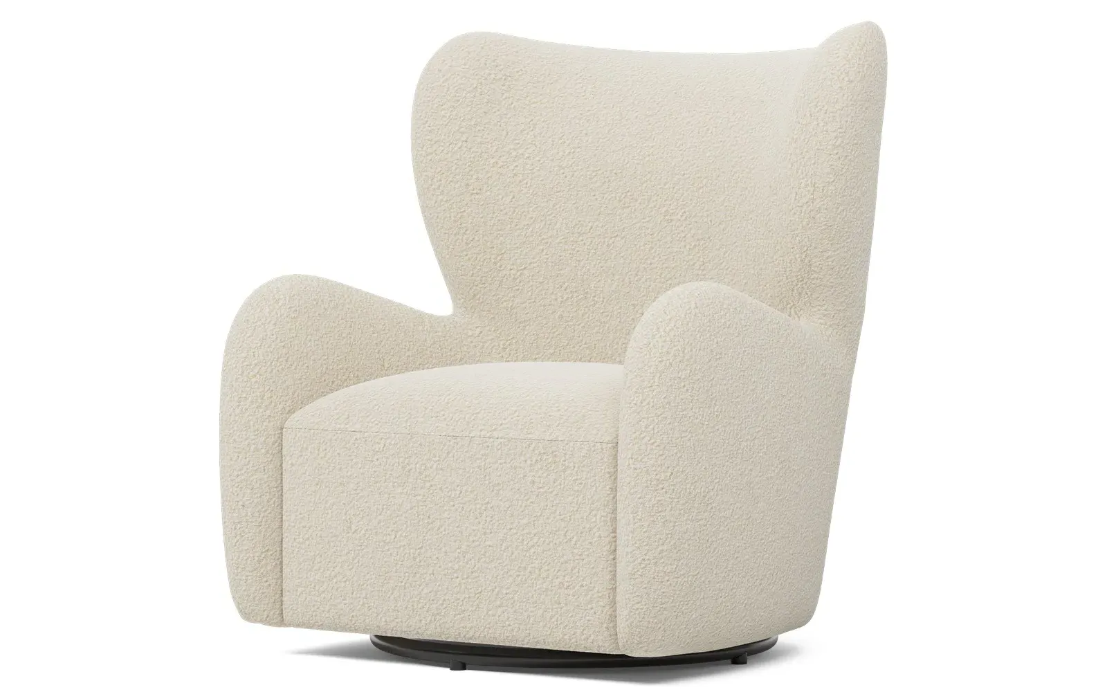 Bradlie Textured Bouclé Swivel Chair - Whipped Cream