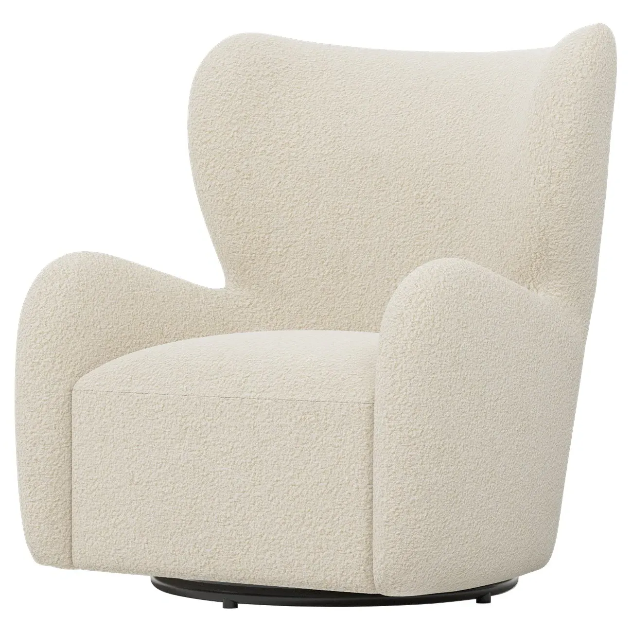 Bradlie Textured Bouclé Swivel Chair - Whipped Cream