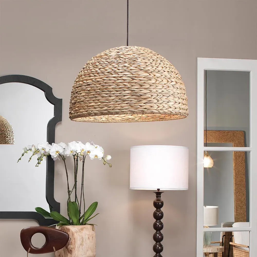 Brady Coastal Beach Pendant Light - Brown, Seagrass