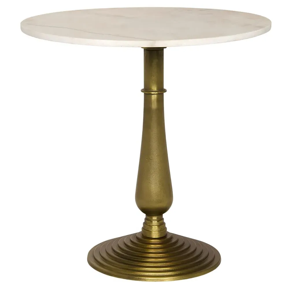 Bramwell Round Side Table - White, Quartz