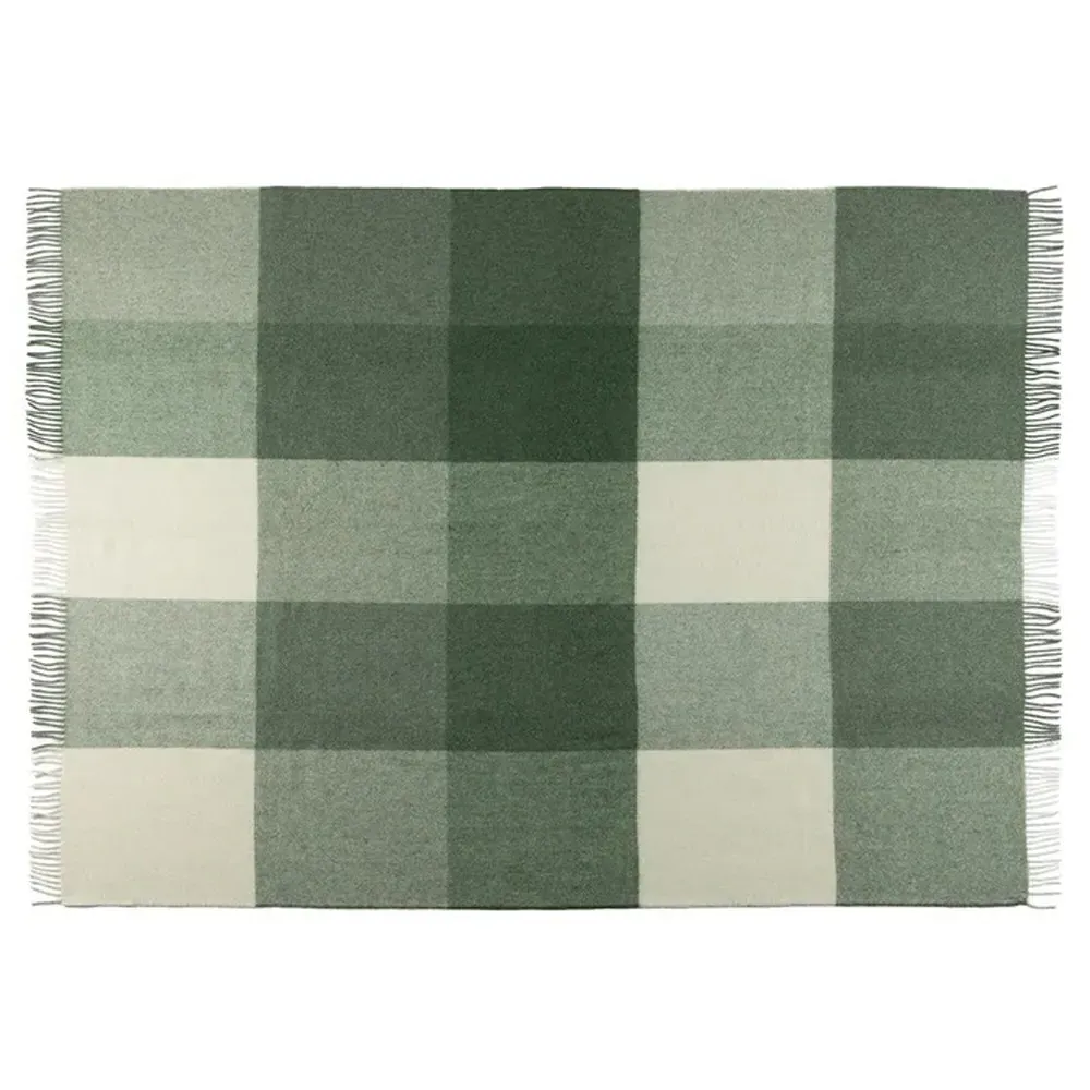 Branden Plaid Throw Blanket - Green, Wool