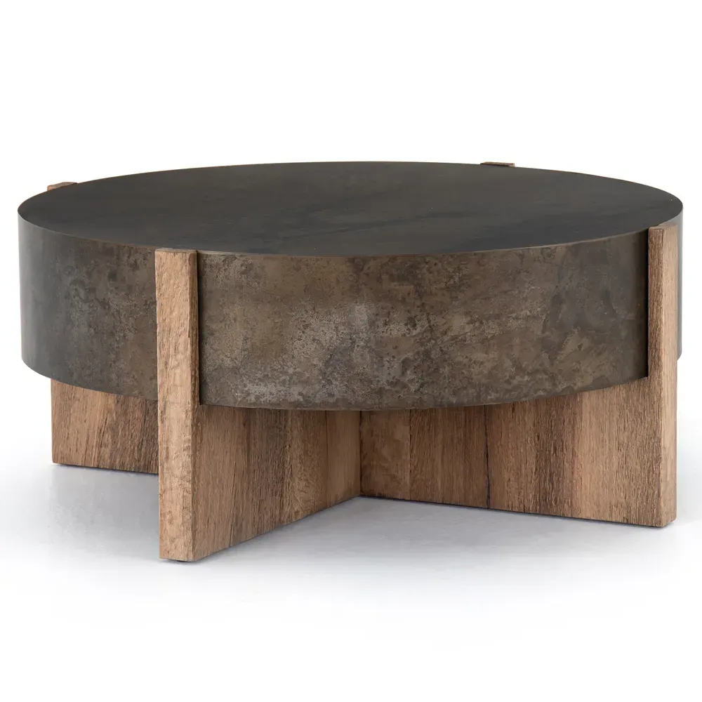 Brandon Round Coffee Table - Black, Oak