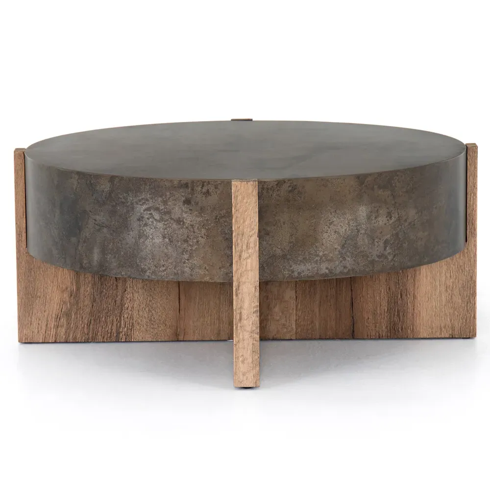 Brandon Round Coffee Table - Black, Oak