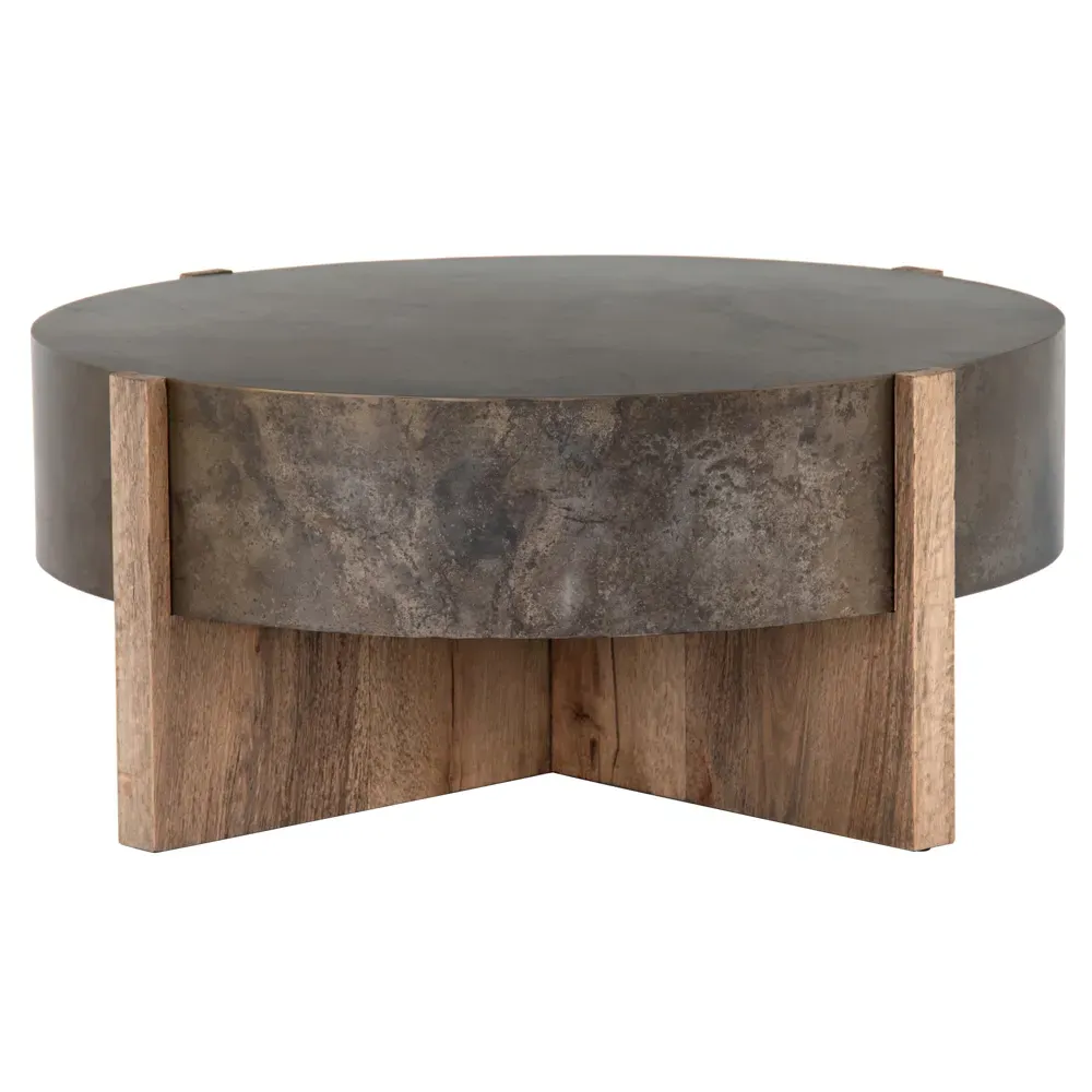 Brandon Round Coffee Table - Black, Oak