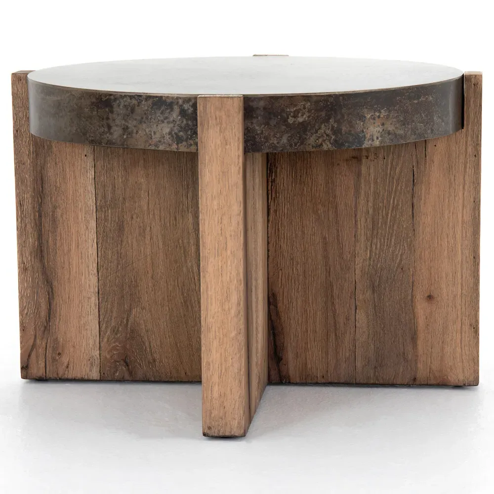 Brandon Round End Table - Black, Oak