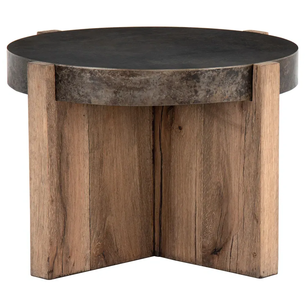 Brandon Round End Table - Black, Oak image