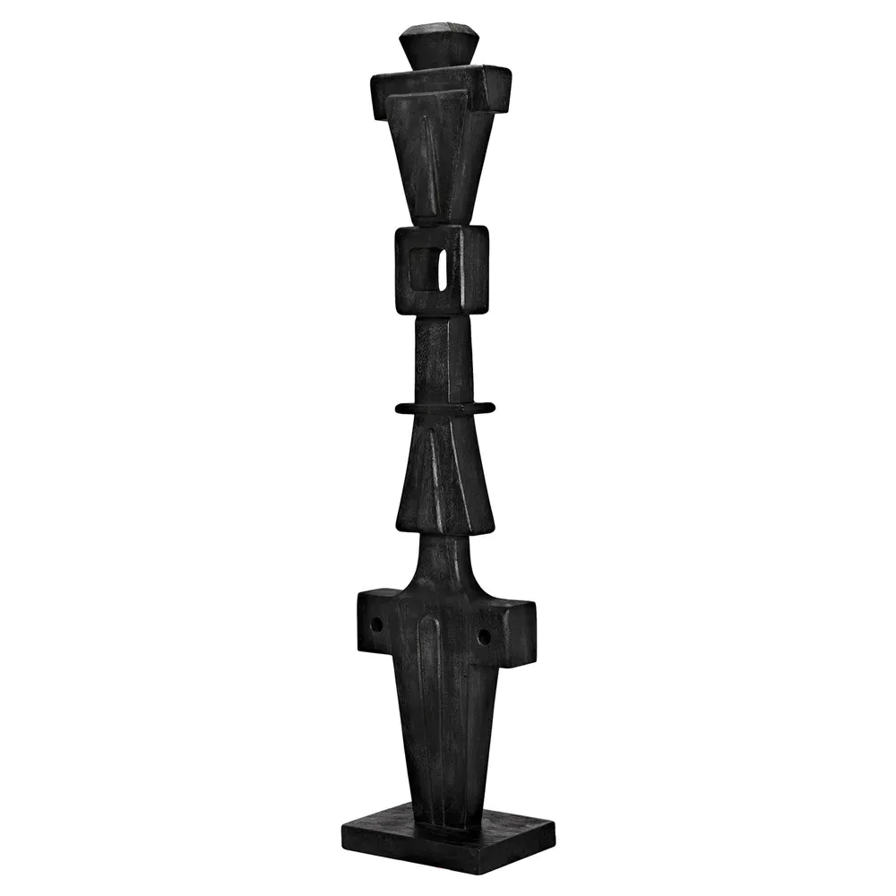 Brannor Wood Decorative Totem Statue - Black, Munggur Wood