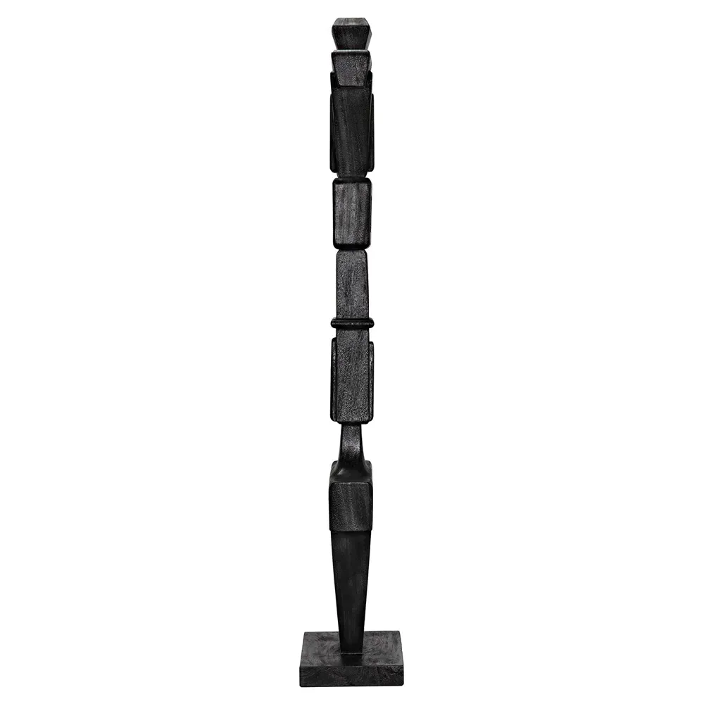 Brannor Wood Decorative Totem Statue - Black, Munggur Wood