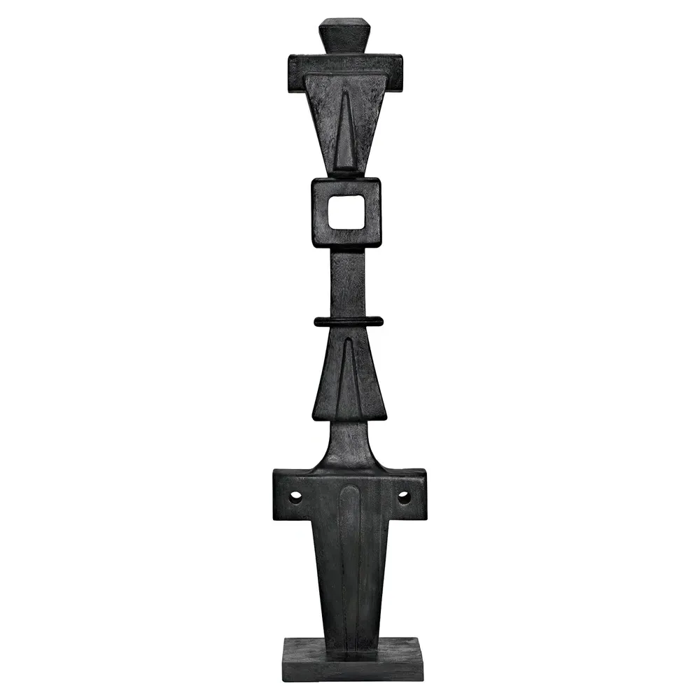 Brannor Wood Decorative Totem Statue - Black, Munggur Wood image
