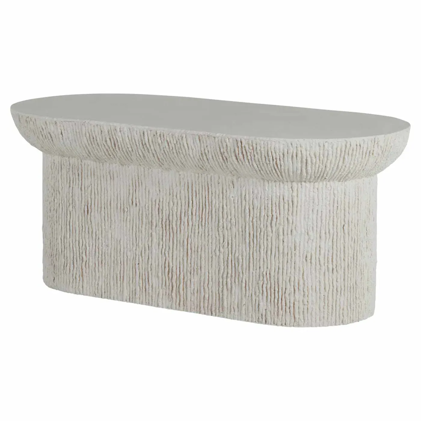 Brant Oval Coffee Table - White, Cast Stone image