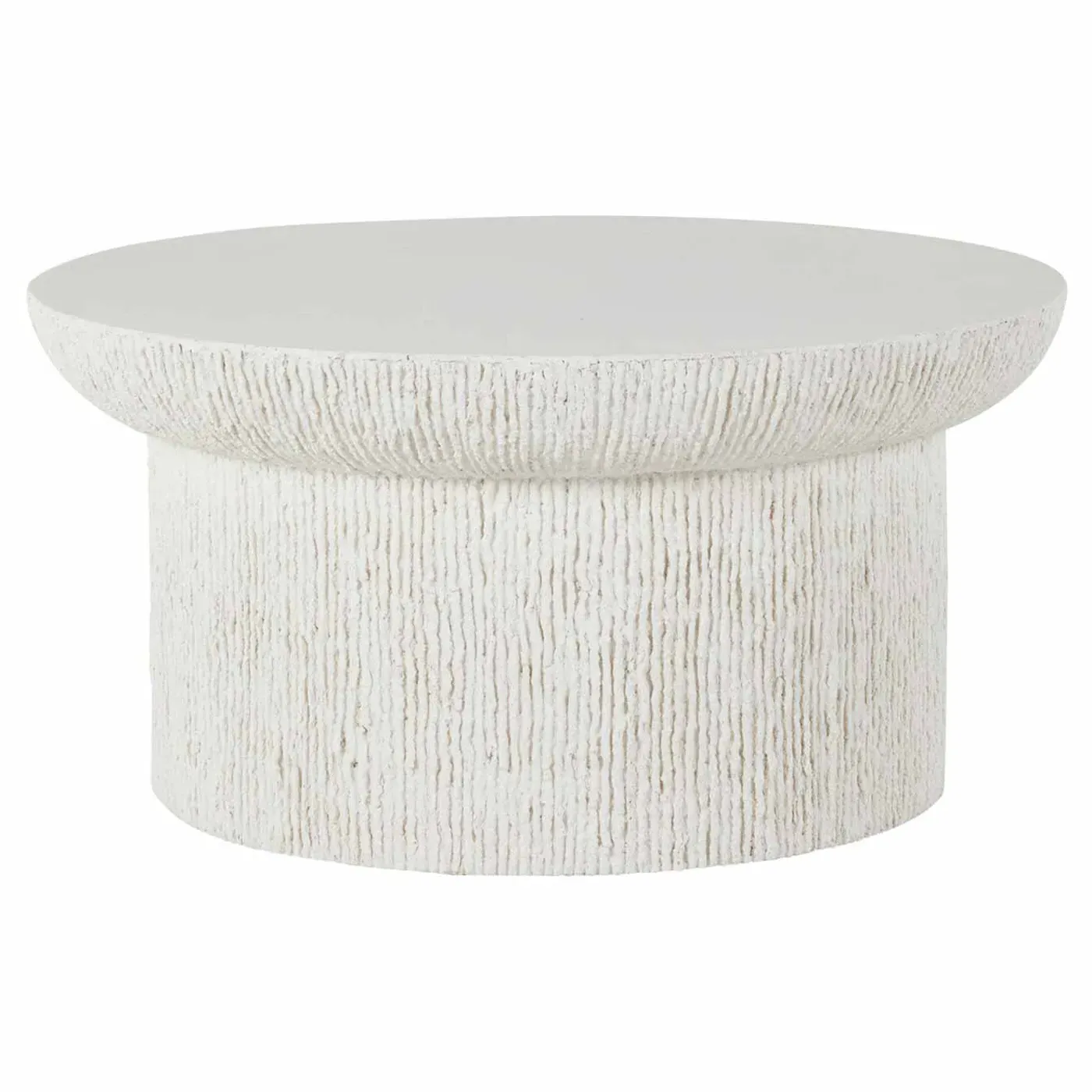 Brant Round Coffee Table - White, Cast Stone