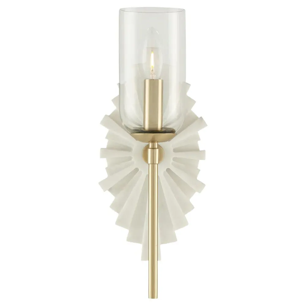 Braven Starburst Wall Sconce - White, Marble