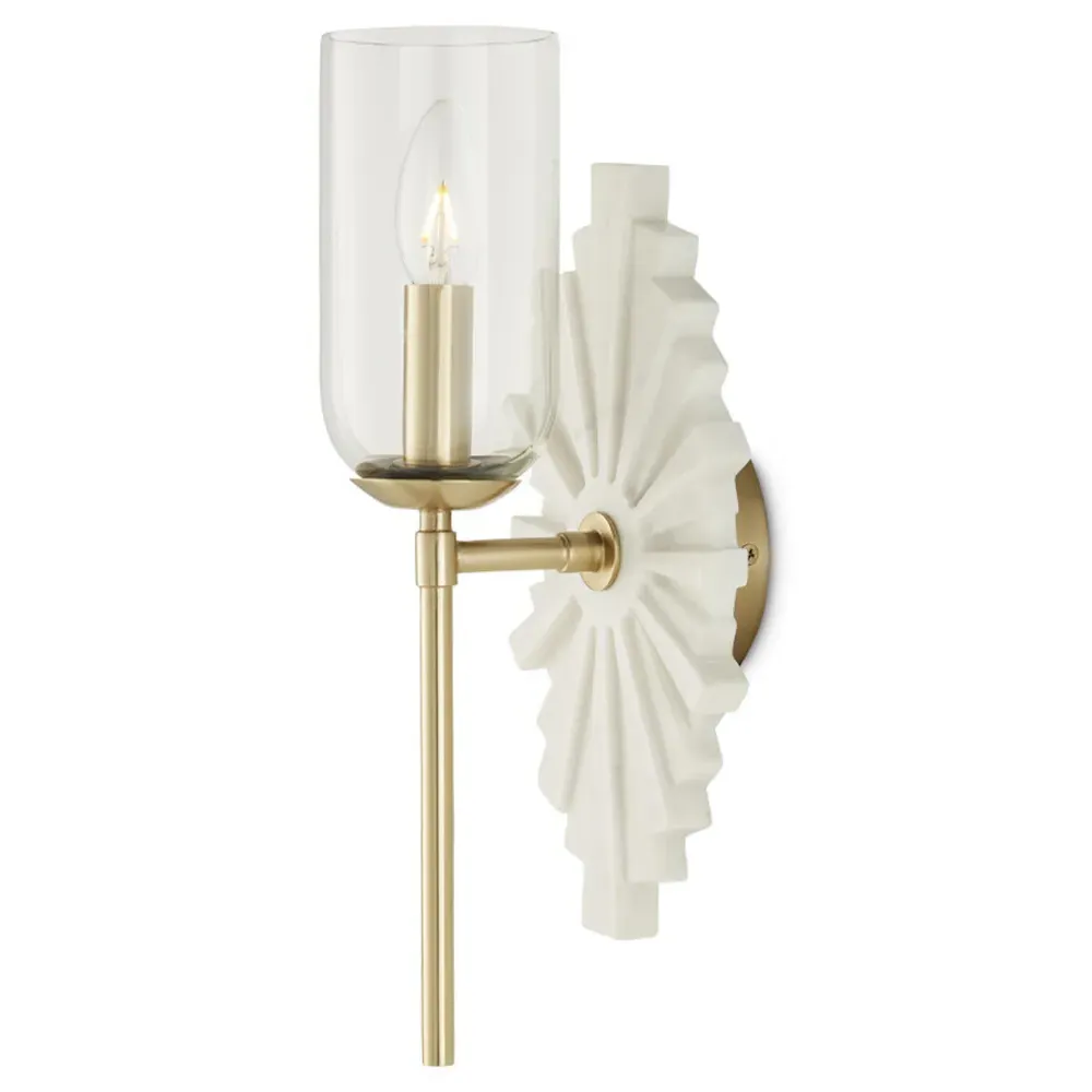 Braven Starburst Wall Sconce - White, Marble