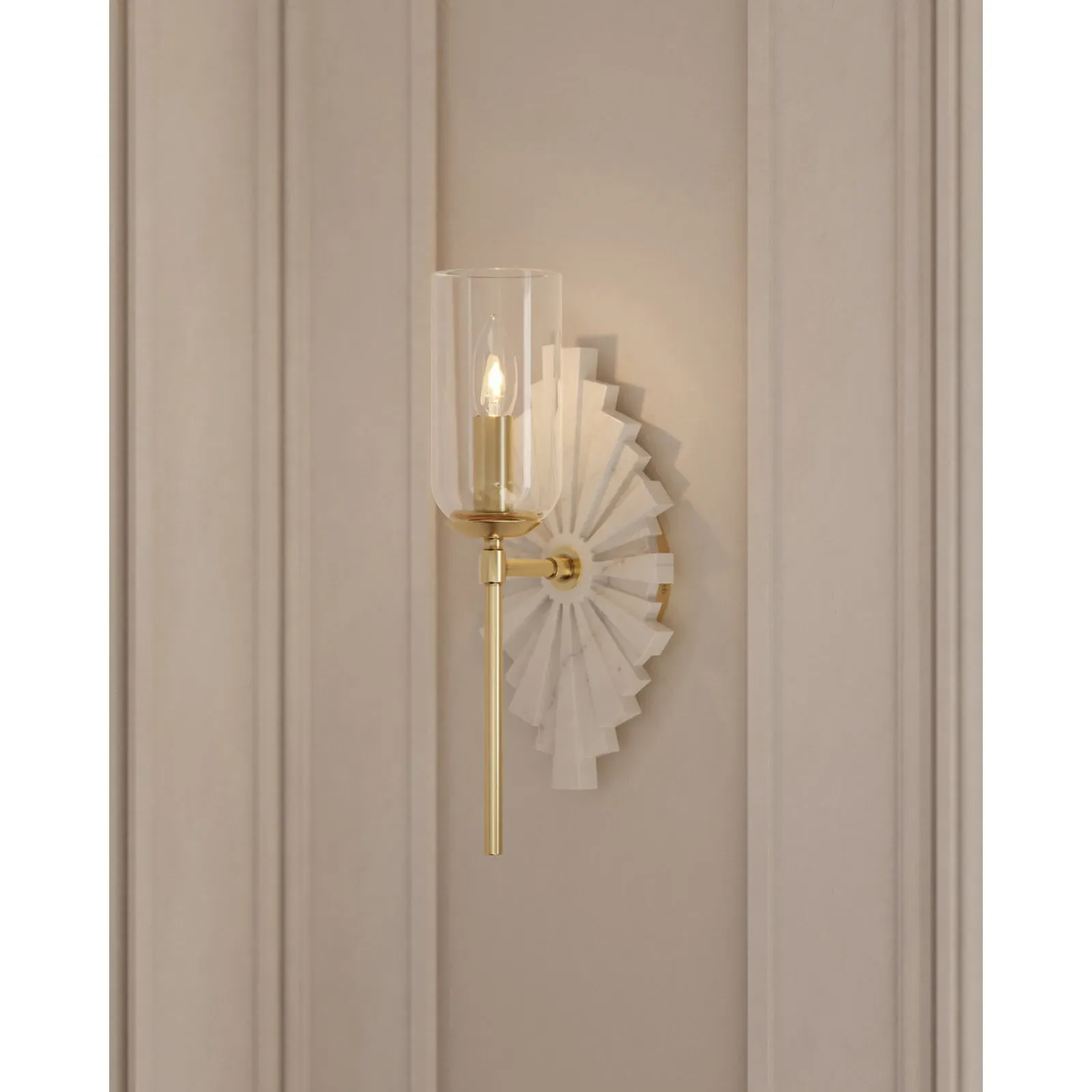 Braven Starburst Wall Sconce - White, Marble