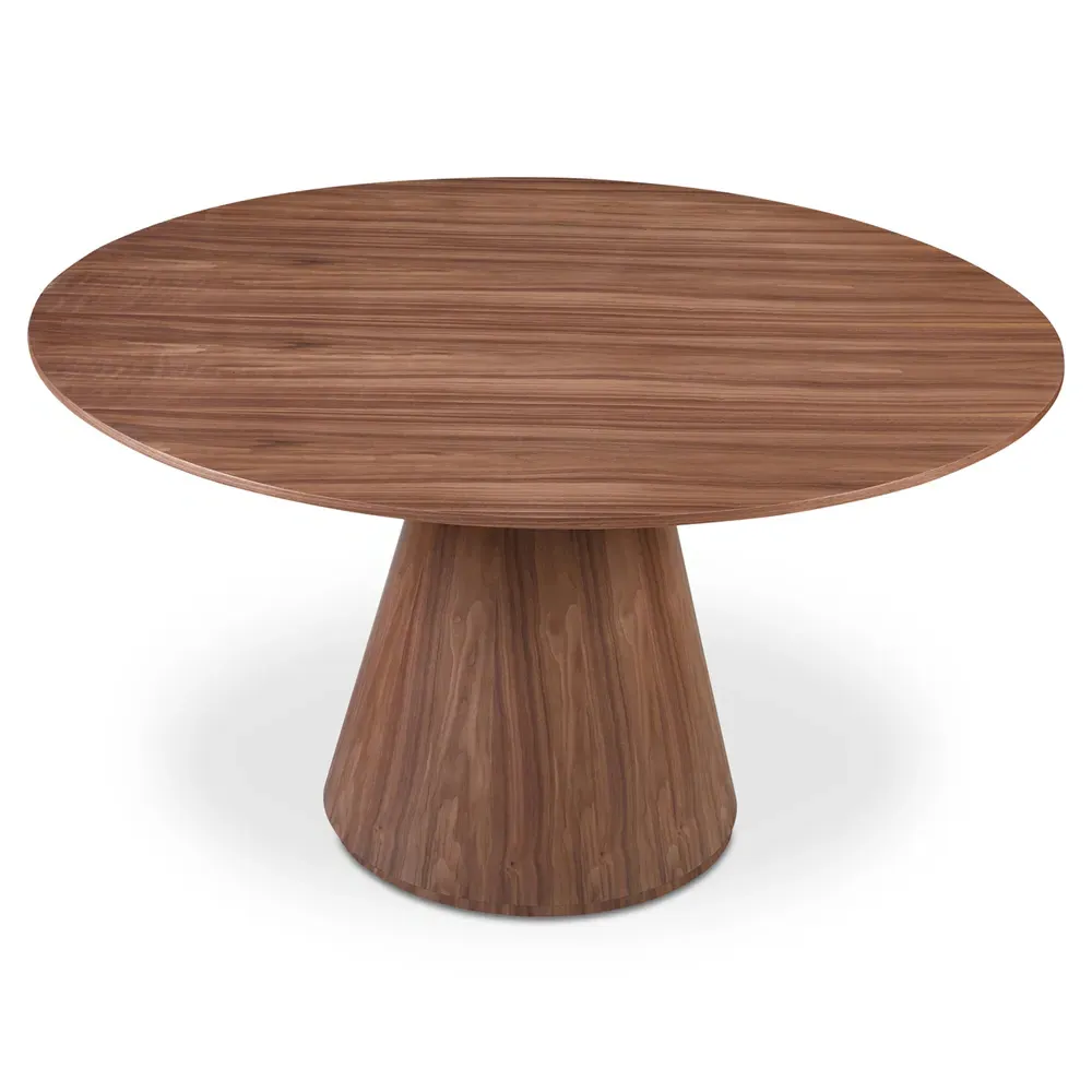 Braydon Large Round Dining Table - Dark Brown, Walnut