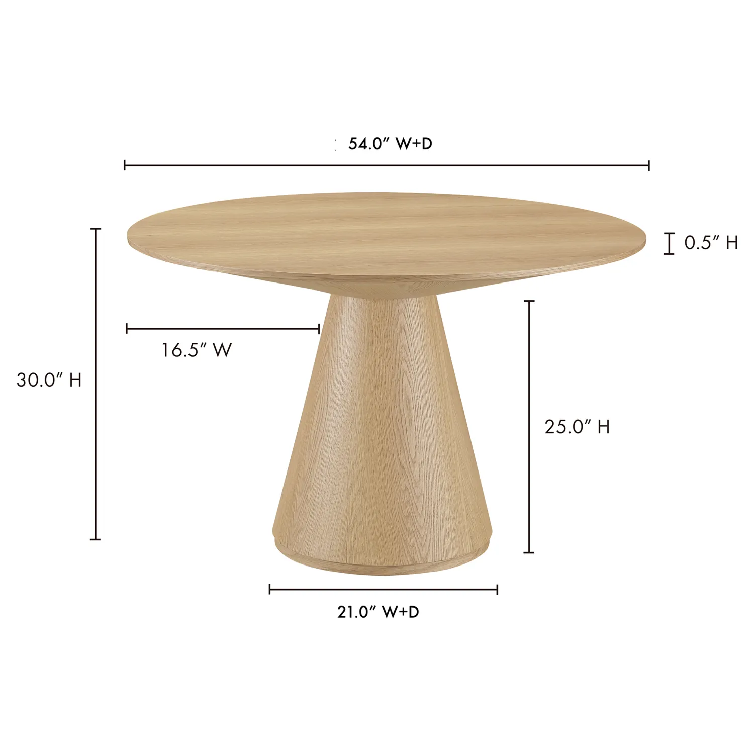 Braydon Large Round Dining Table - Natural Brown, Oak