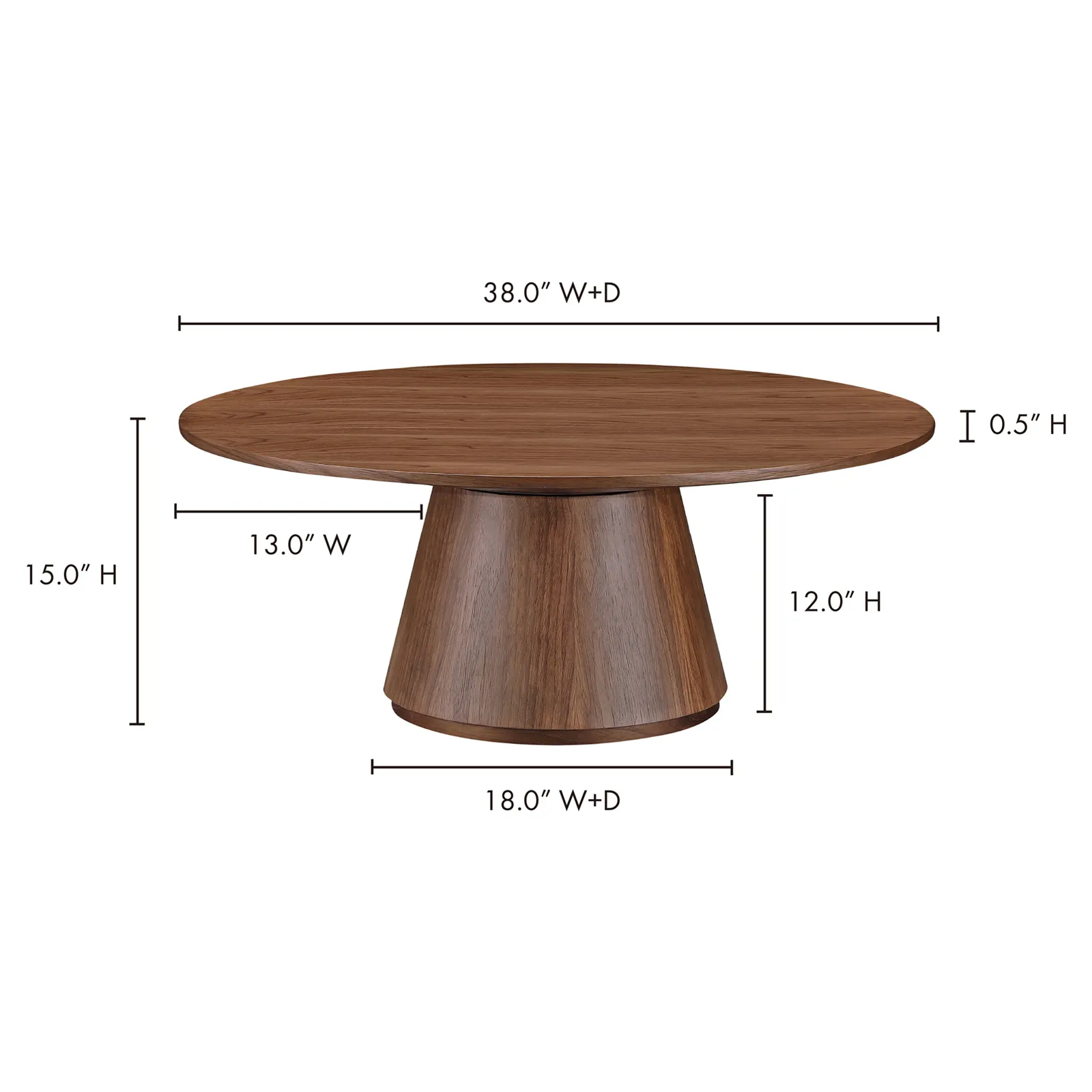Braydon Round Coffee Table - Dark Brown, Walnut