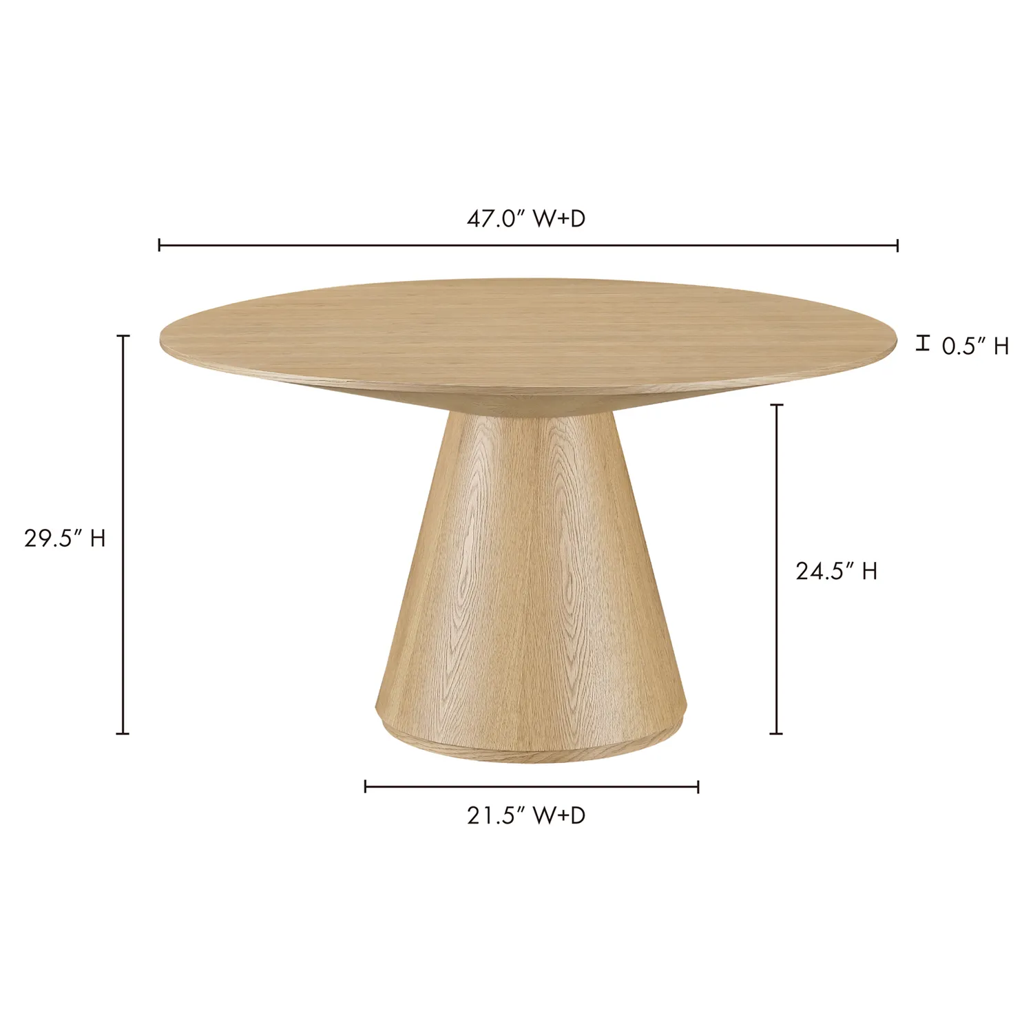 Braydon Small Round Dining Table - Natural Brown, Oak