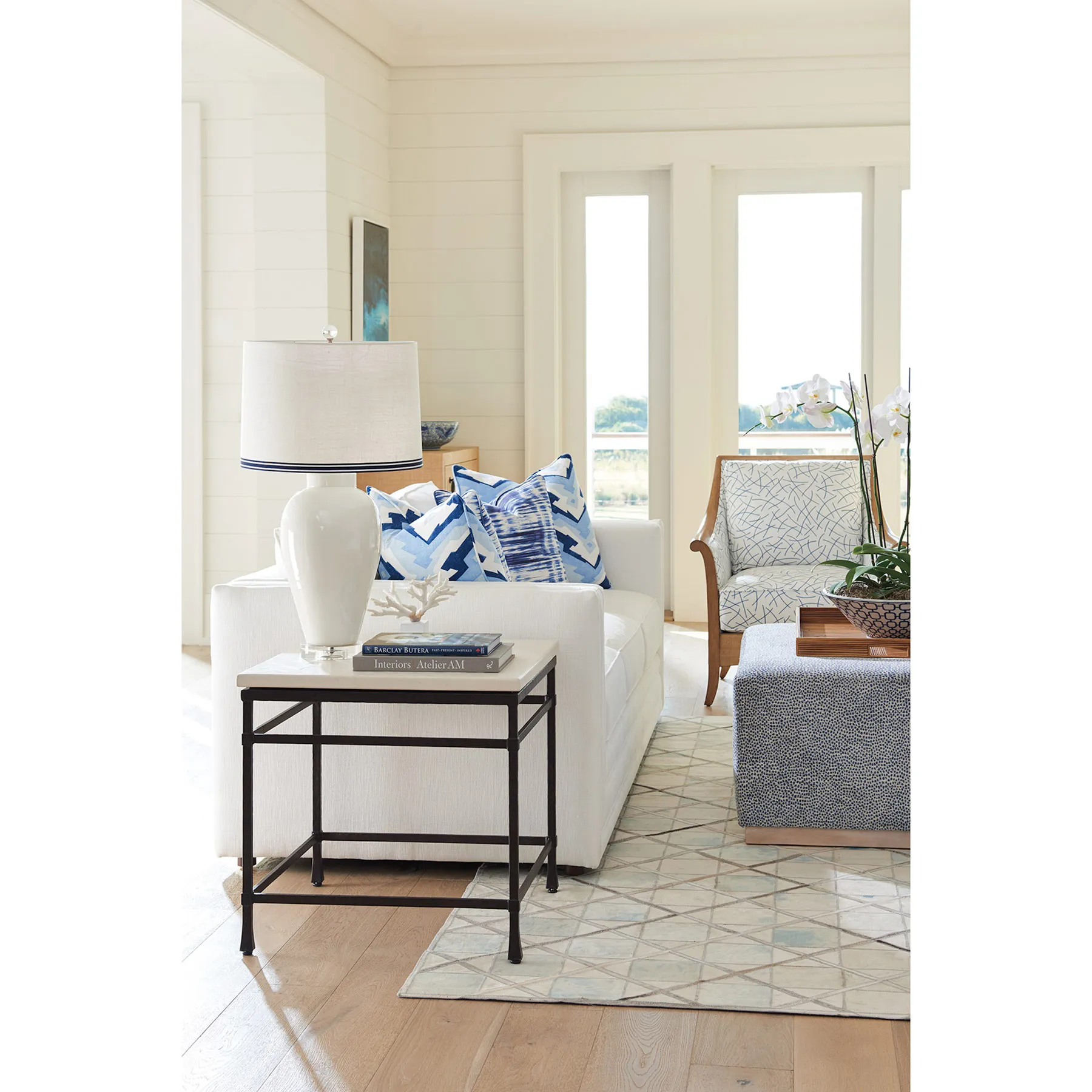 Breakwater Square Side Table - White, Metal