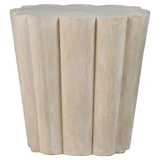 Bree Side Table - White, Wood Textured Resin