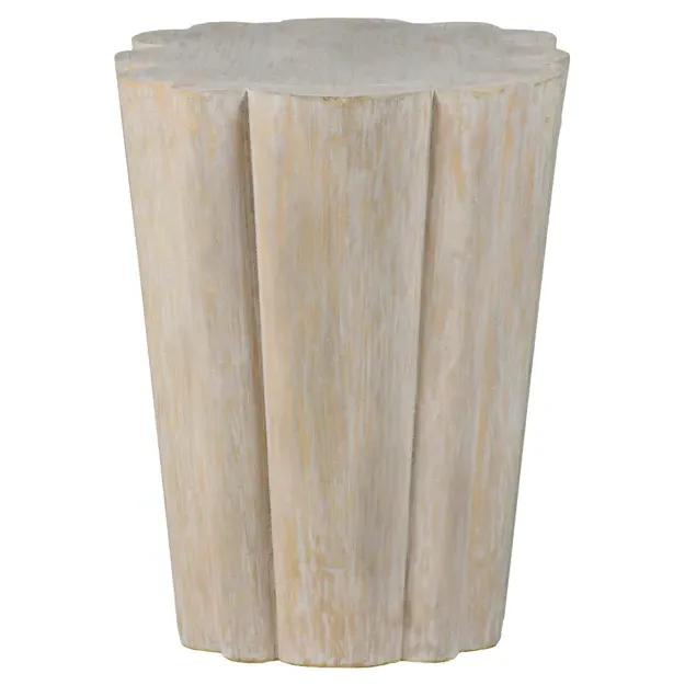 Bree Side Table - White, Wood Textured Resin