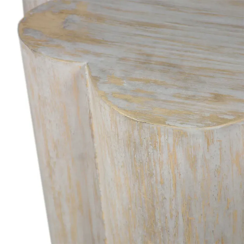 Bree Side Table - White, Wood Textured Resin