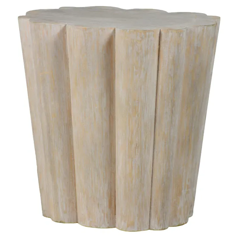 Bree Side Table - White, Wood Textured Resin image