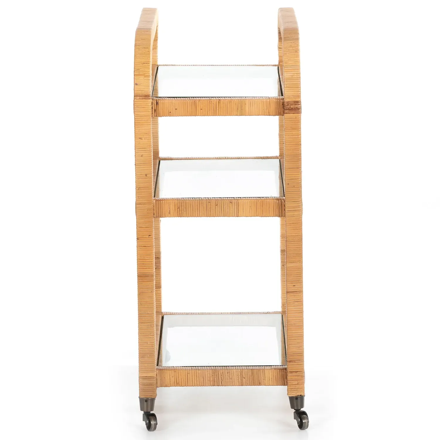 Breech 3-Tier Bar Cart with Casters - Brown, Rattan