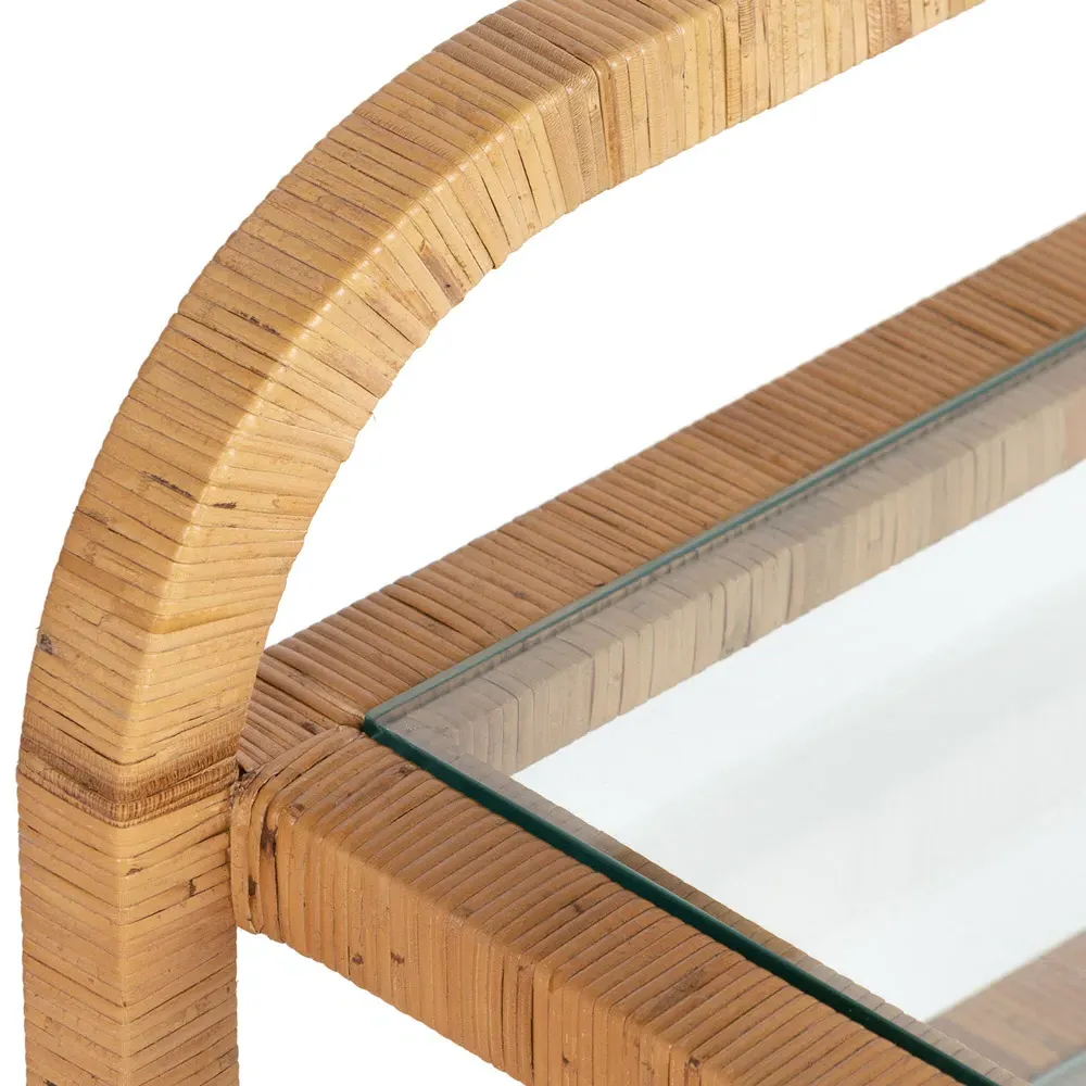 Breech 3-Tier Bar Cart with Casters - Brown, Rattan