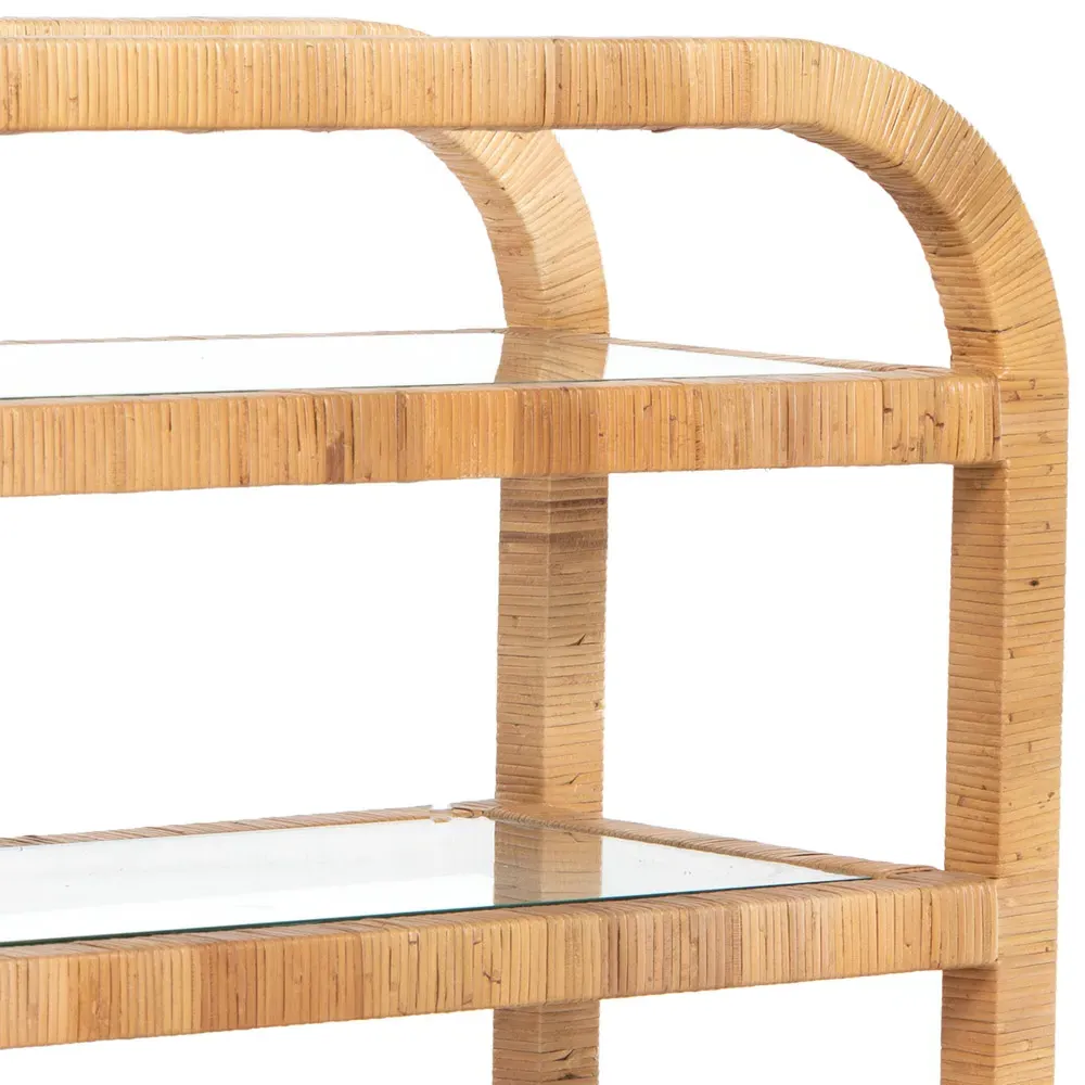 Breech 3-Tier Bar Cart with Casters - Brown, Rattan